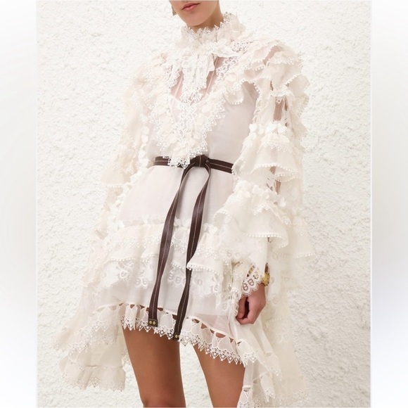 New Authentic Zimmermann Crush Heart Trim Long Sleeve Minidress Size Medium - Picture 15 of 16